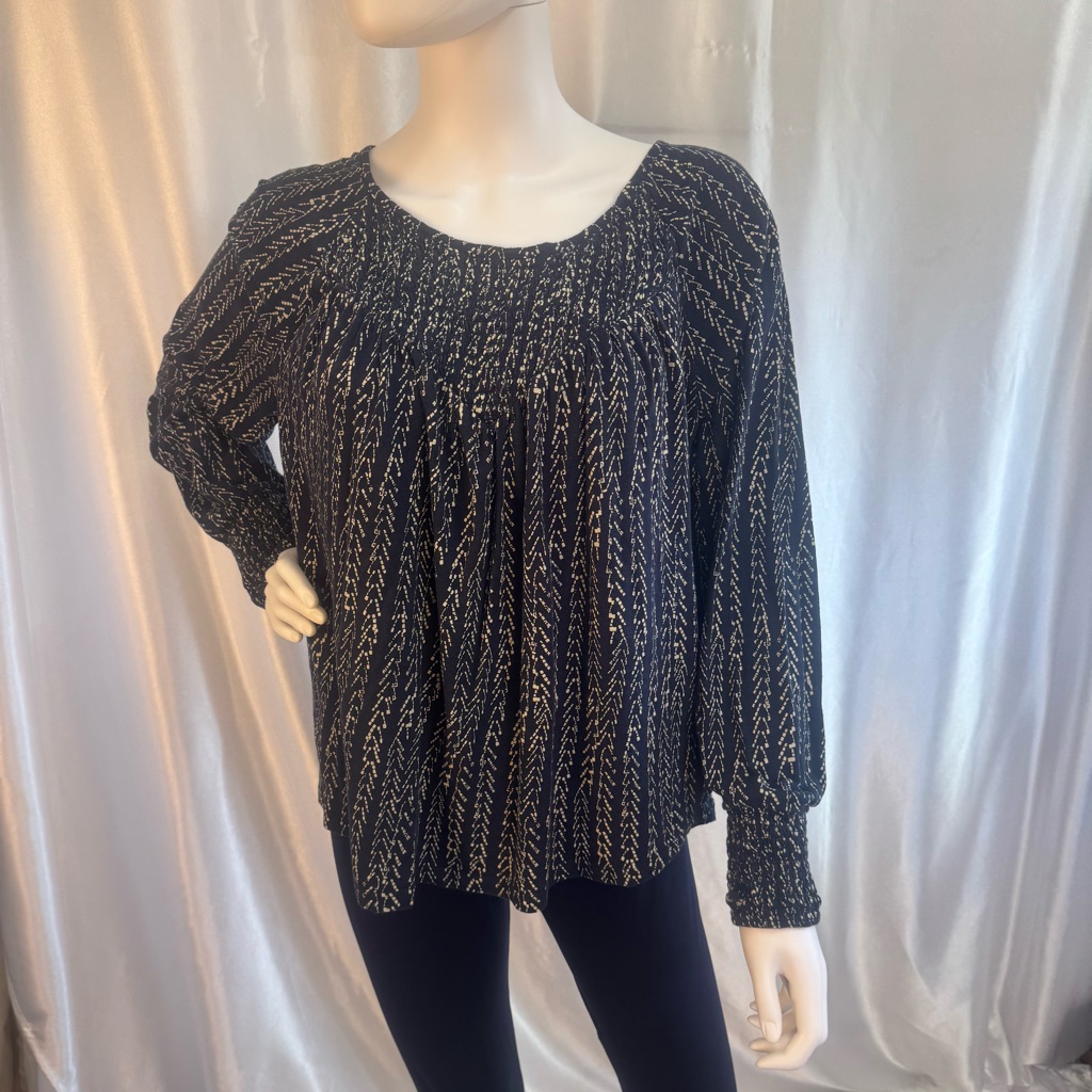 Lucky Brand Navy And Ivory Blouse